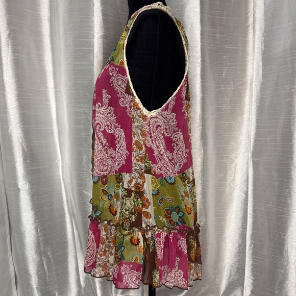 Eyeshadow Sheer Crochet Floral Paisley Open Front Blouse Vest Women’s XL Boho - Picture 5 of 8